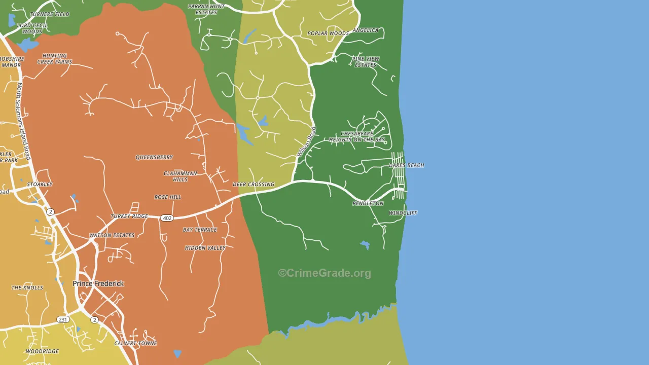 Dares Beach, MD Map of Assault Rates