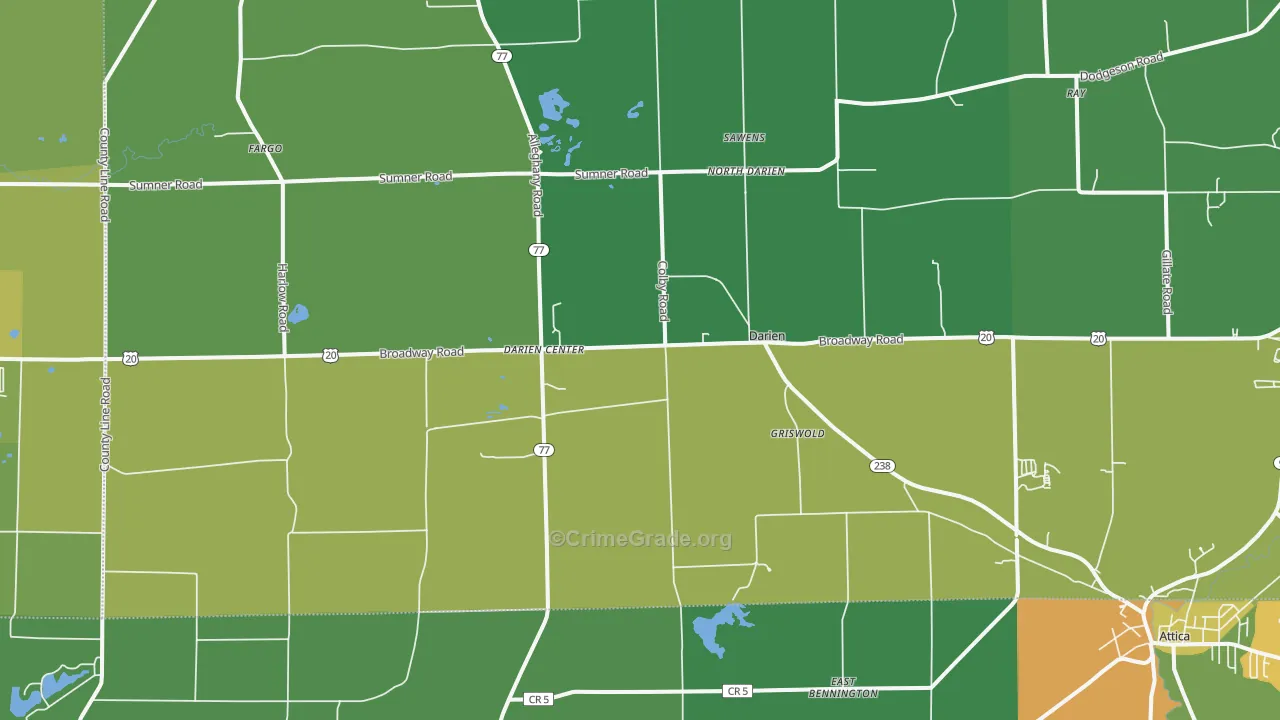 Darien Center, NY Map of Assault Rates