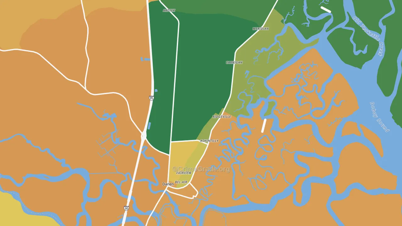 Darien, GA Map of Assault Rates