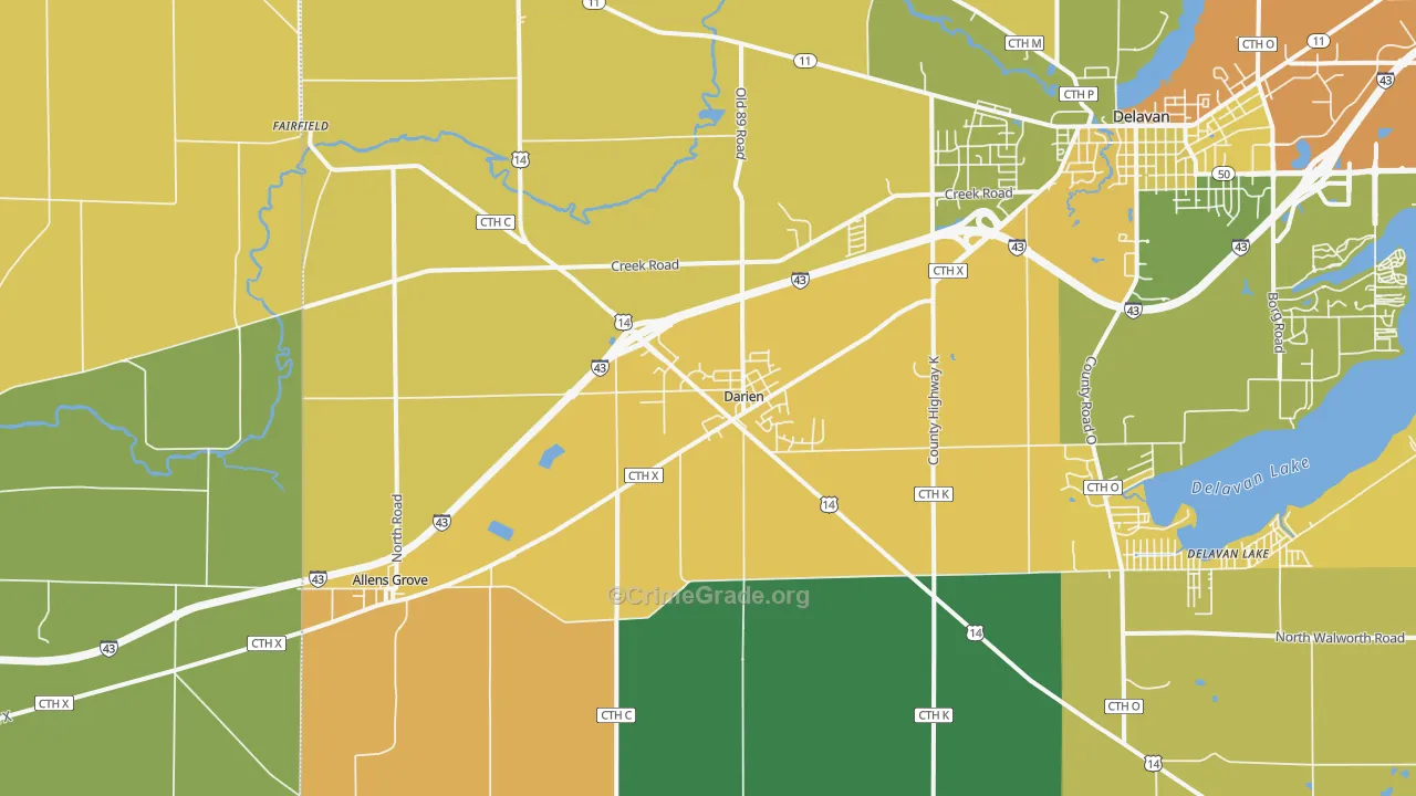 Darien, WI Map of Assault Rates