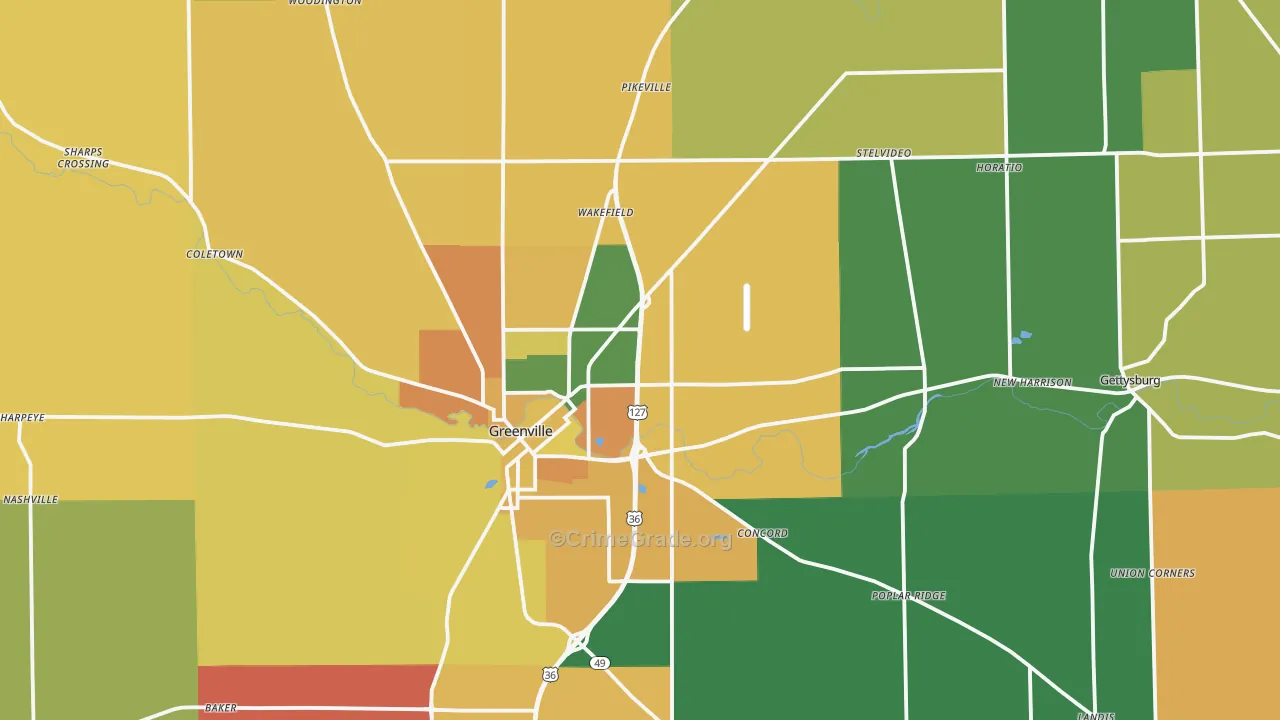 Darke County, OH Map of Assault Rates