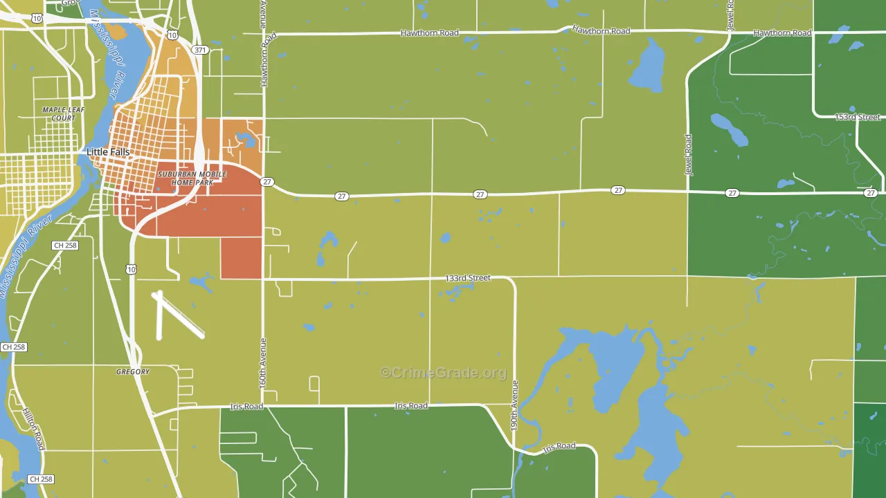 Darling, MN Map of Assault Rates
