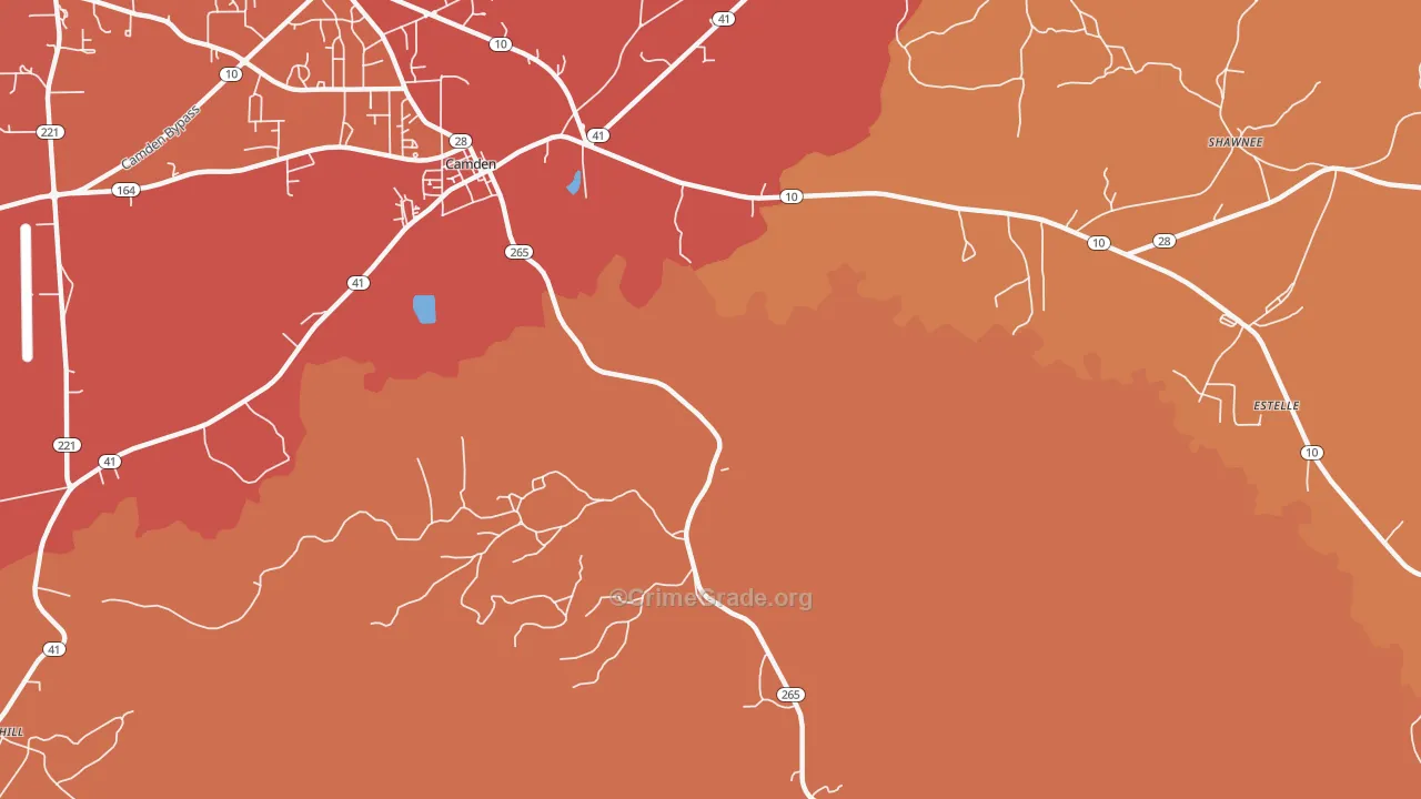 Darlington, AL Map of Assault Rates