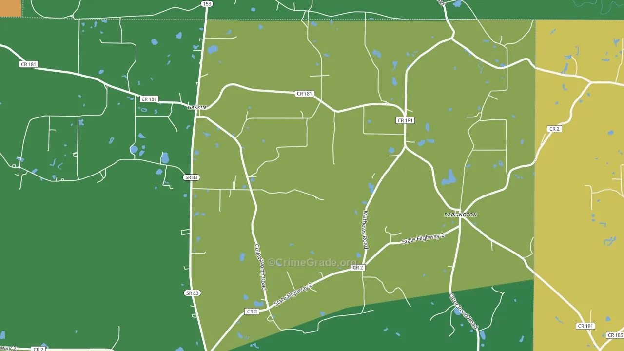Darlington, FL Map of Assault Rates