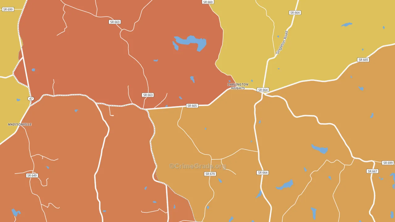 Darlington Heights, VA Map of Assault Rates