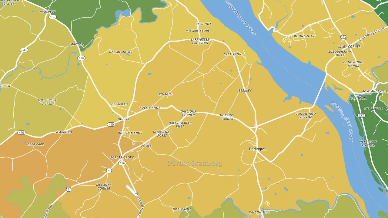Darlington, MD Map of Assault Rates