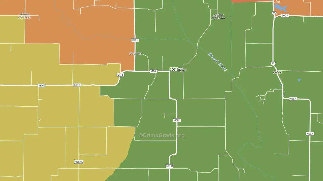 Darlington, MO Map of Assault Rates