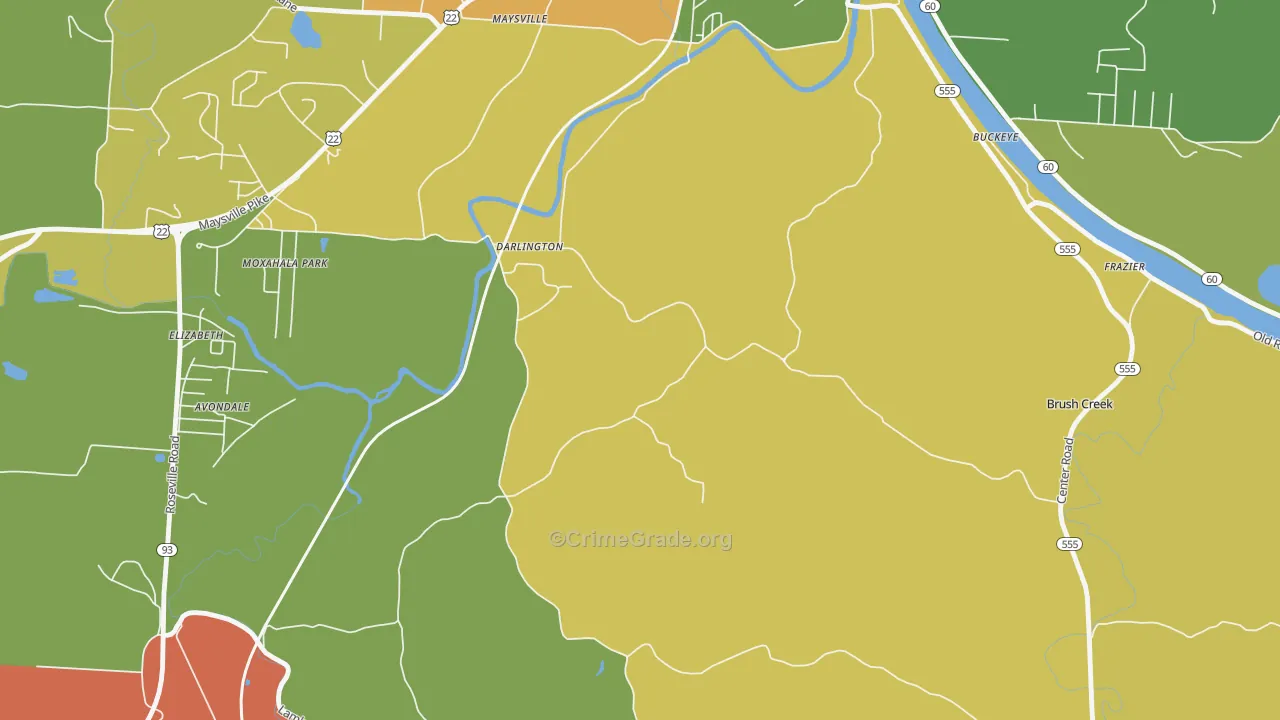 Darlington, OH Map of Assault Rates