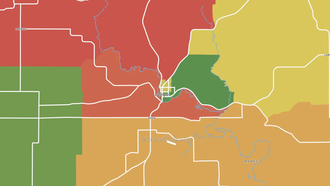 Darlington, WI Map of Assault Rates
