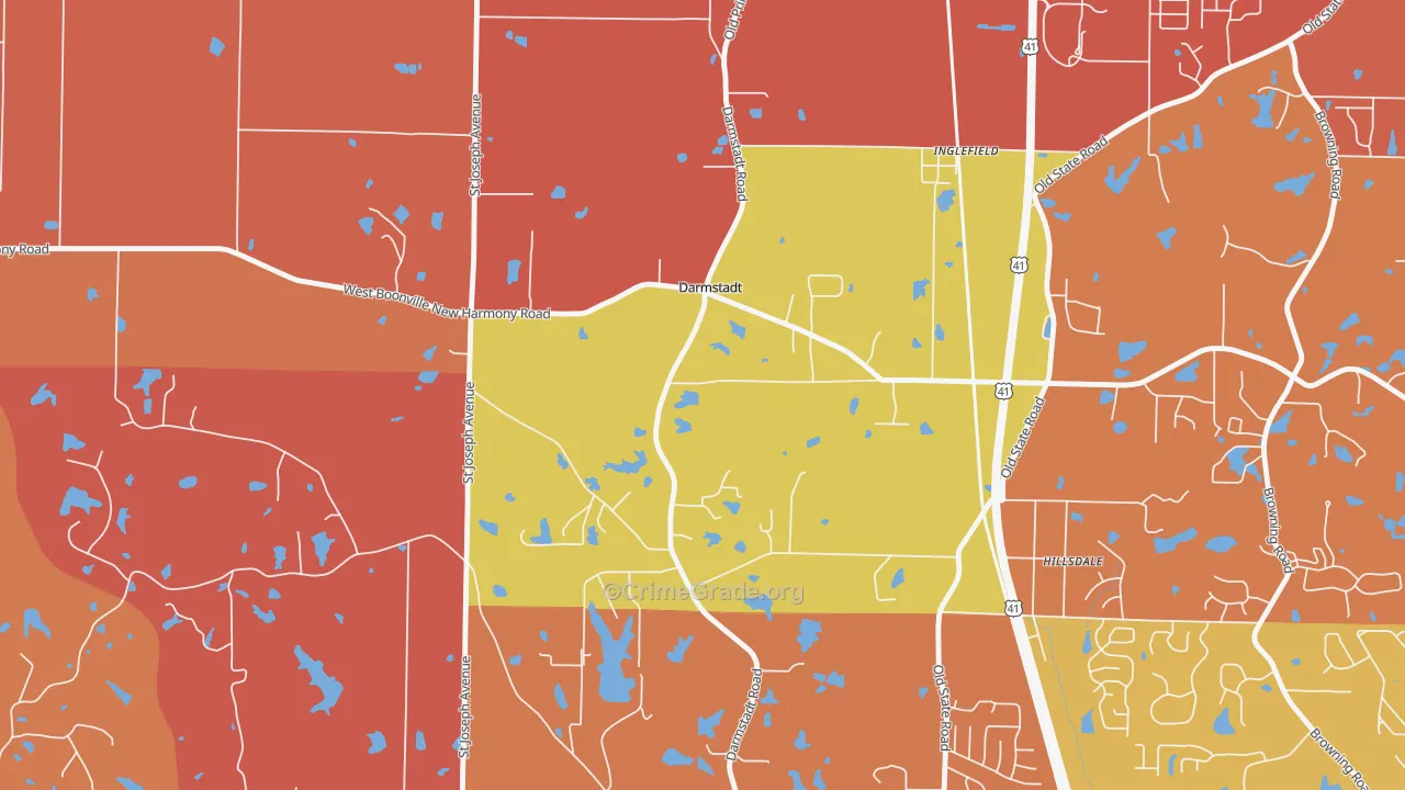 Darmstadt, IN Map of Assault Rates