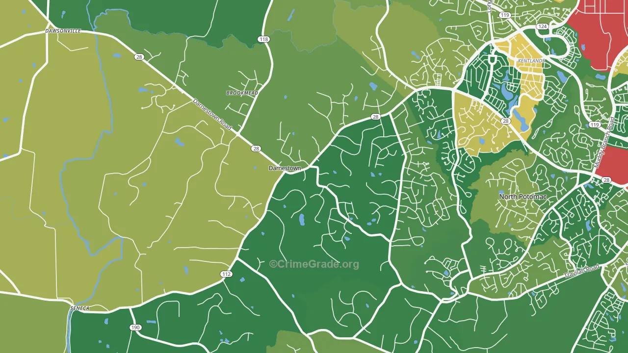 Darnestown, Gaithersburg, MD Map of Assault Rates