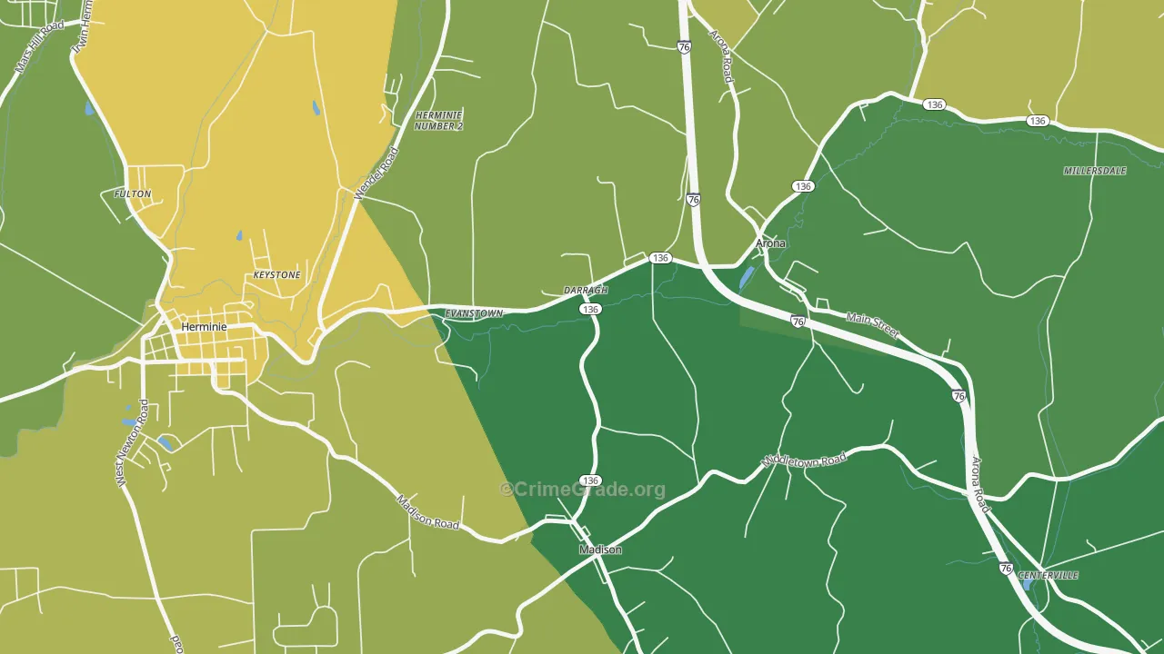 Darragh, PA Map of Assault Rates