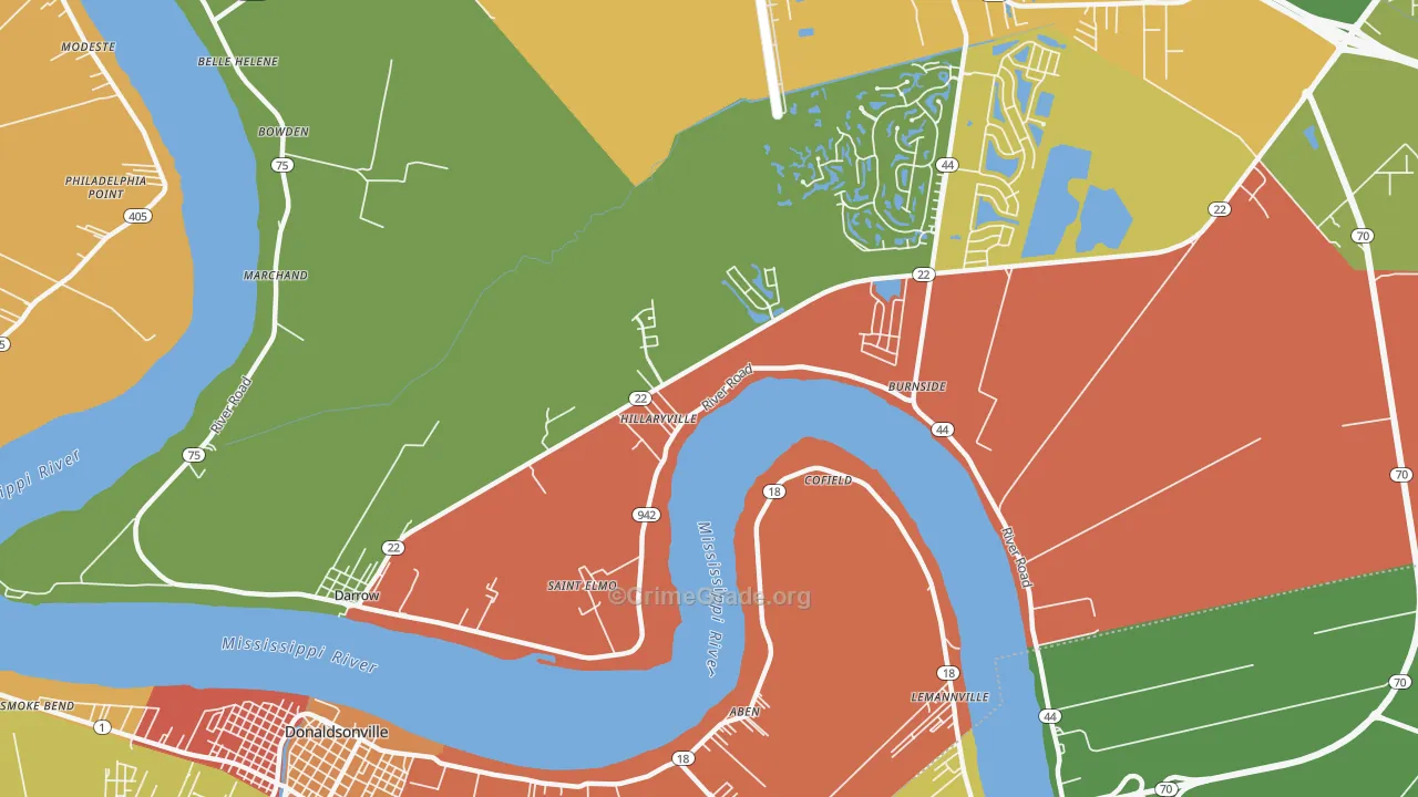 Darrow, LA Map of Assault Rates
