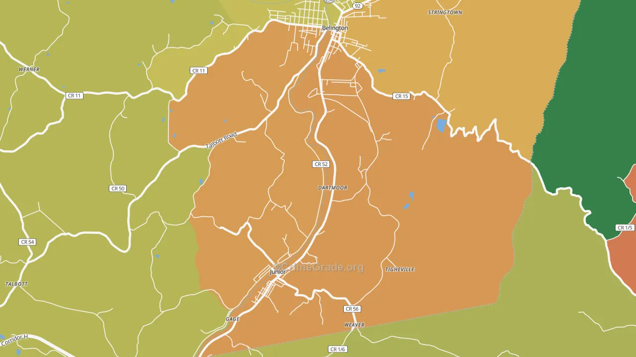 Dartmoor, WV Map of Assault Rates