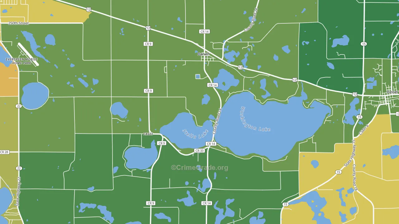 Darwin, MN Map of Assault Rates