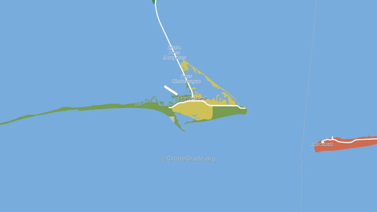 Dauphin Island, AL Map of Assault Rates