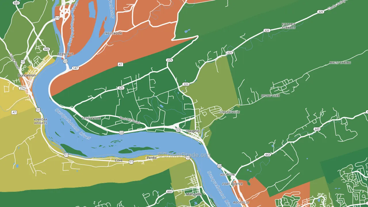 Dauphin, PA Map of Assault Rates
