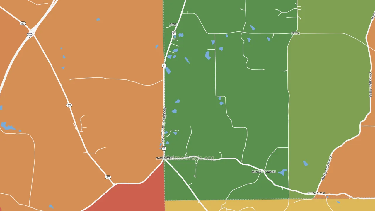 Davenport, AL Map of Assault Rates