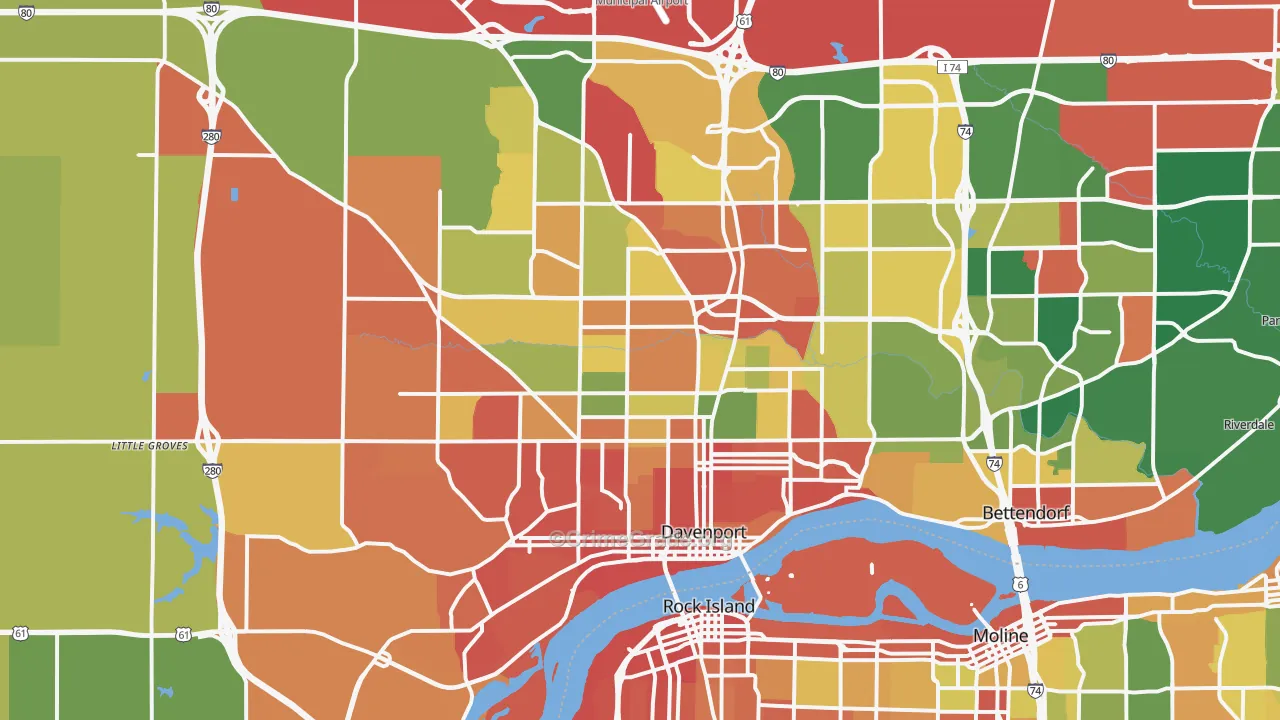 Davenport, IA Map of Assault Rates