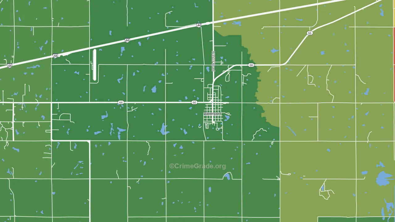 Davenport, OK Map of Assault Rates