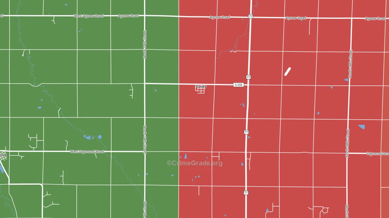 Davey, NE Map of Assault Rates