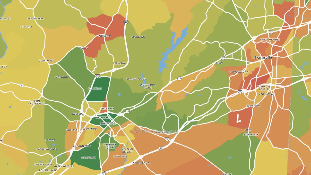 Davidson County, NC Map of Assault Rates