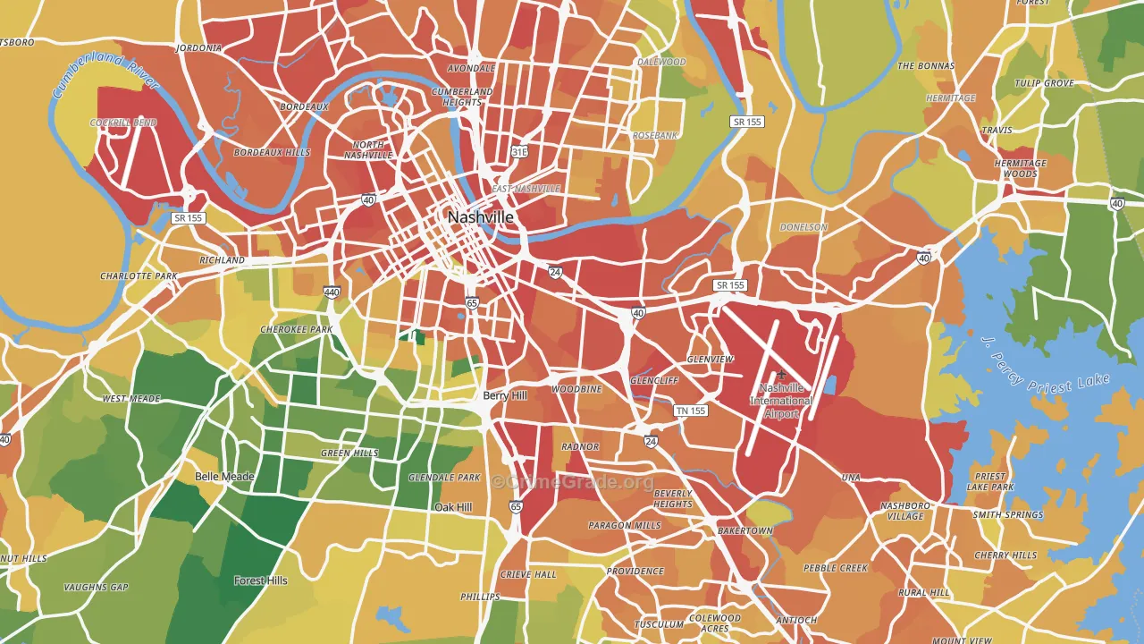 Davidson County, TN Map of Assault Rates