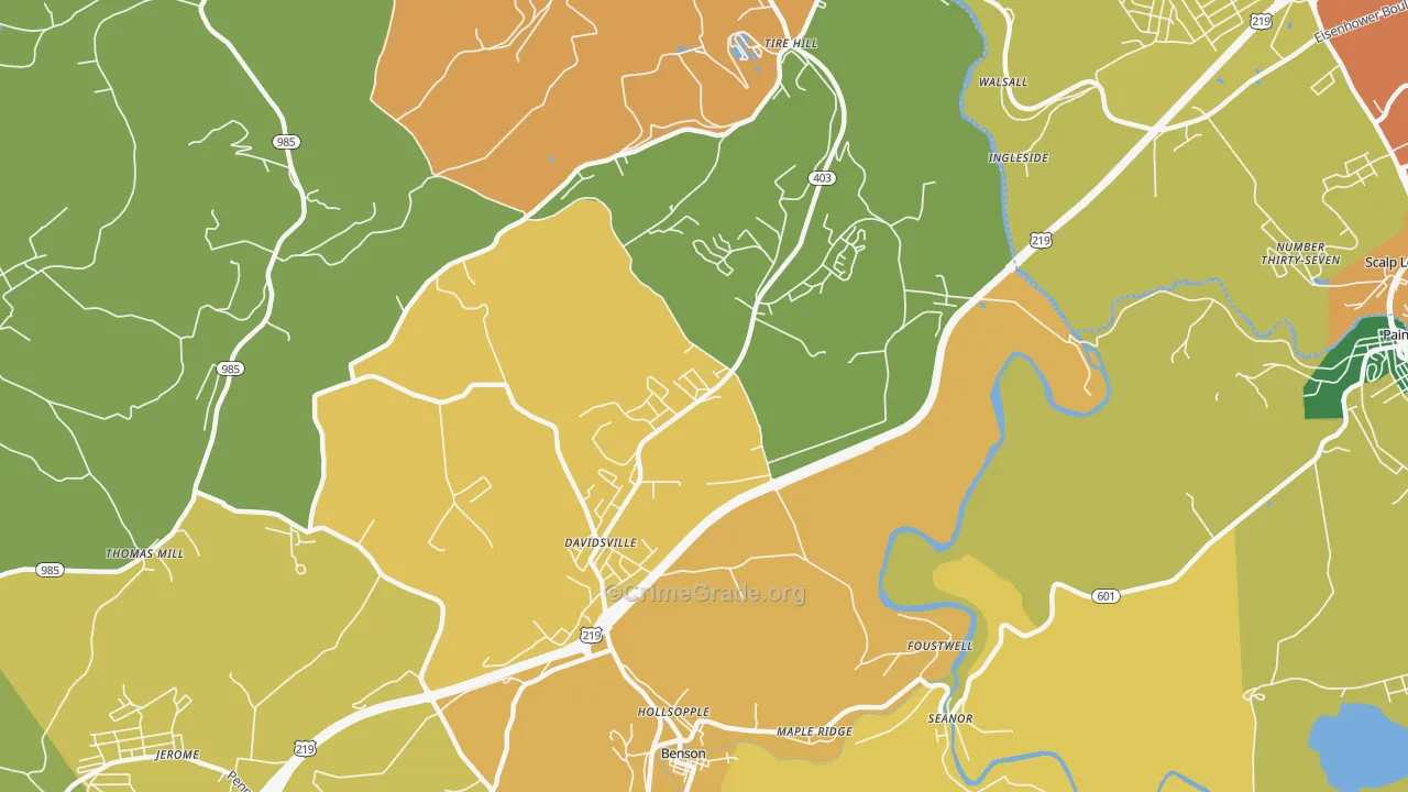 Davidsville, PA Map of Assault Rates