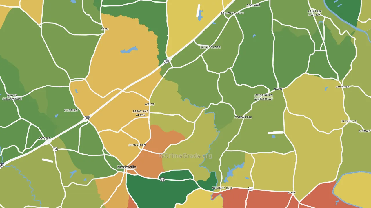 Davie County, NC Map of Assault Rates