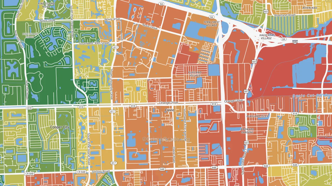 Davie Heights, Davie, FL Map of Assault Rates