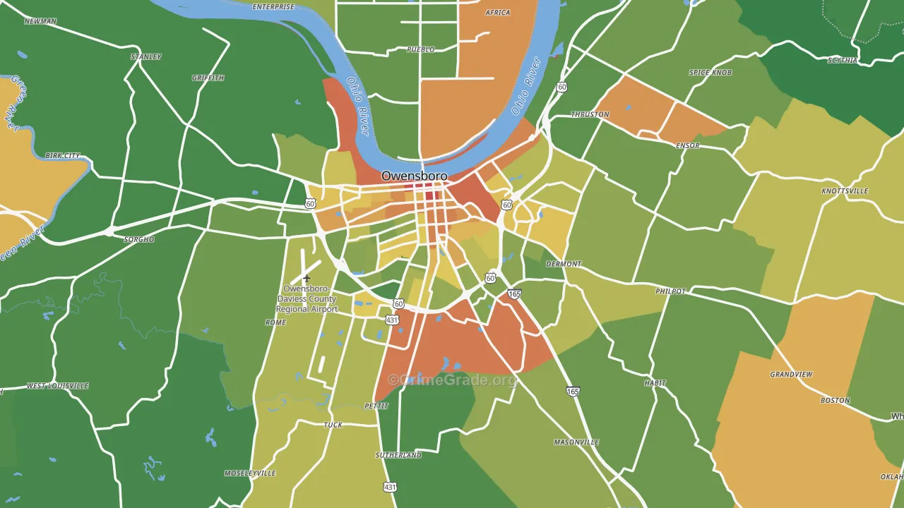 Daviess County, KY Map of Assault Rates