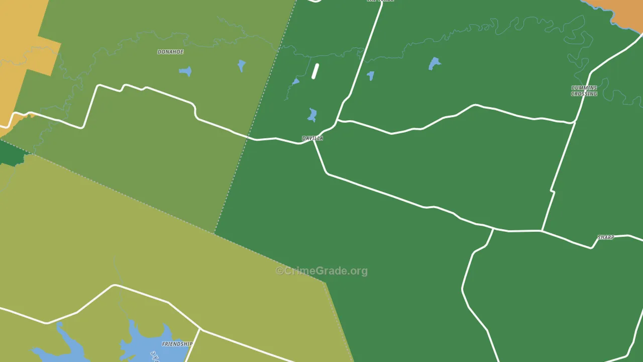 Davilla, TX Map of Assault Rates