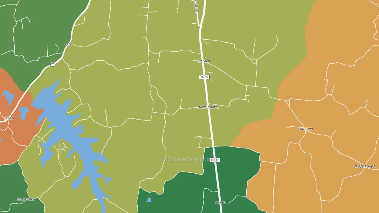 Davis Chapel, TN Map of Assault Rates