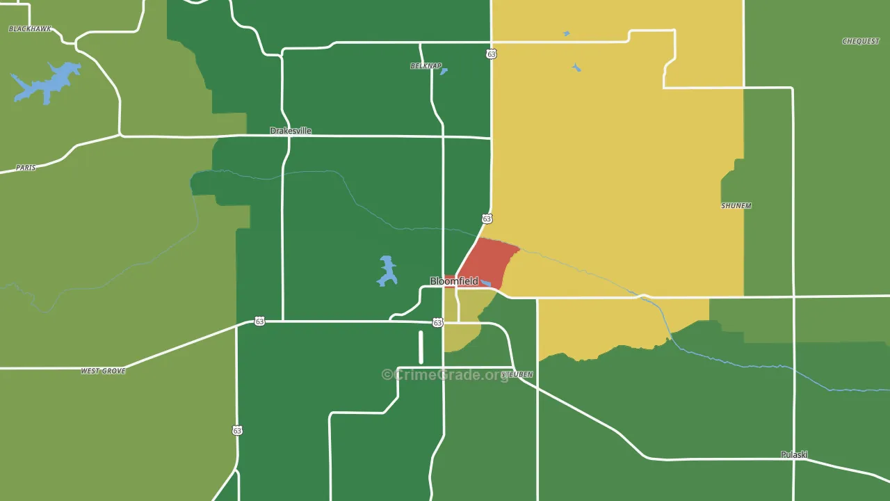 Davis County, IA Map of Assault Rates