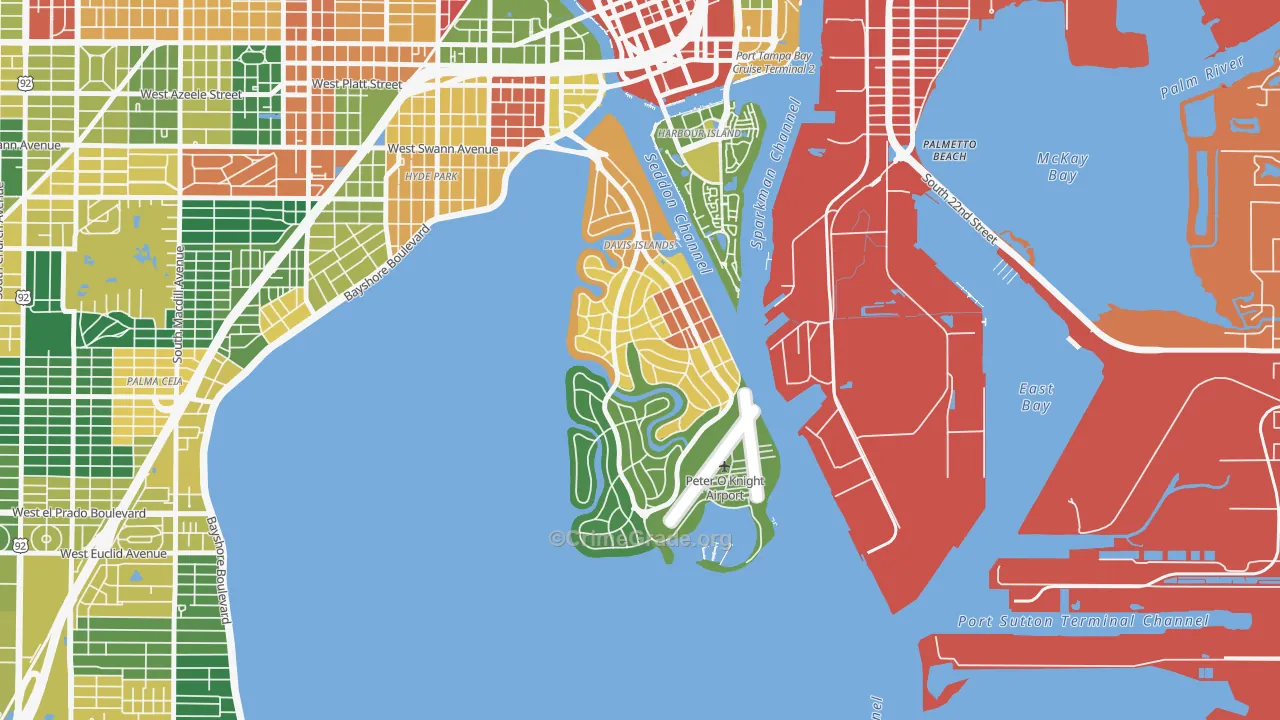 Davis Island, Tampa, FL Map of Assault Rates