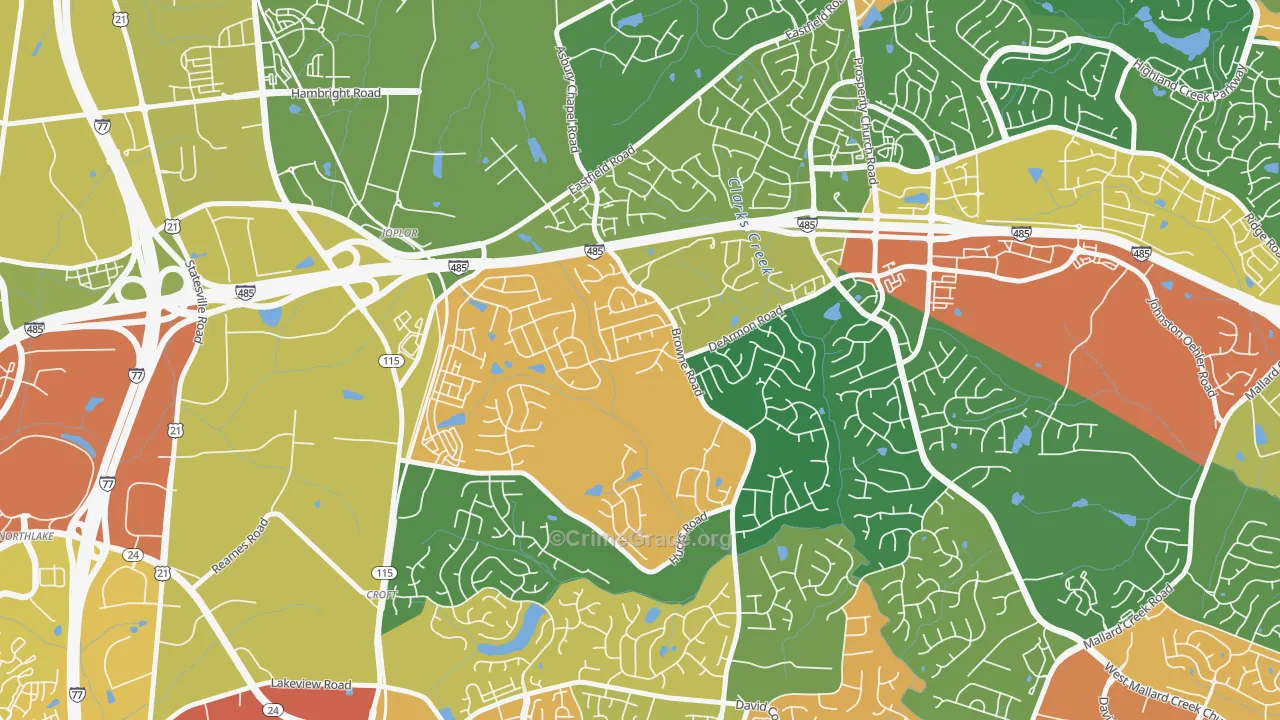 Davis Lake-Eastfield, Charlotte, NC Map of Assault Rates