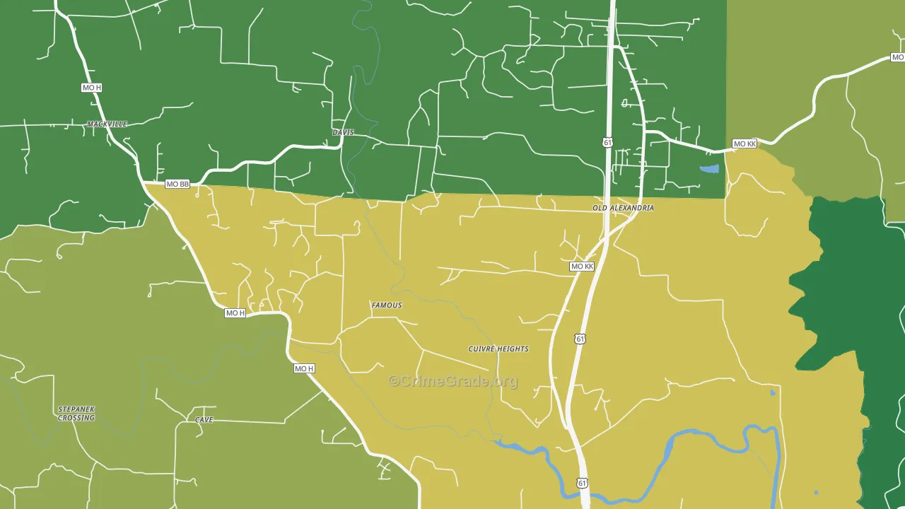 Davis, MO Map of Assault Rates