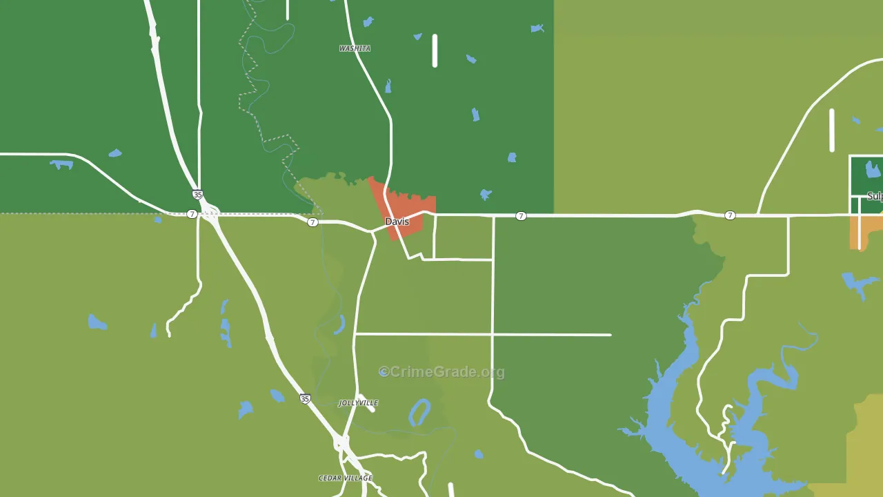 Davis, OK Map of Assault Rates
