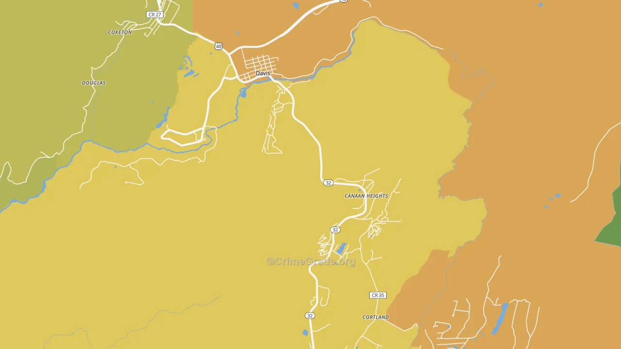 Davis, WV Map of Assault Rates