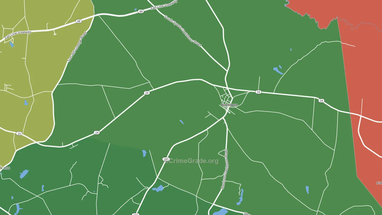 Davisboro, GA Map of Assault Rates