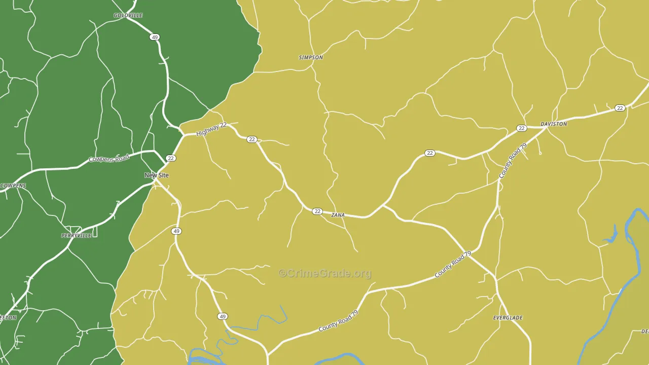 Daviston, AL Map of Assault Rates