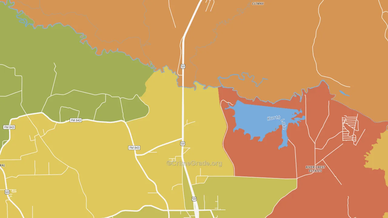 Davisville, TX Map of Assault Rates