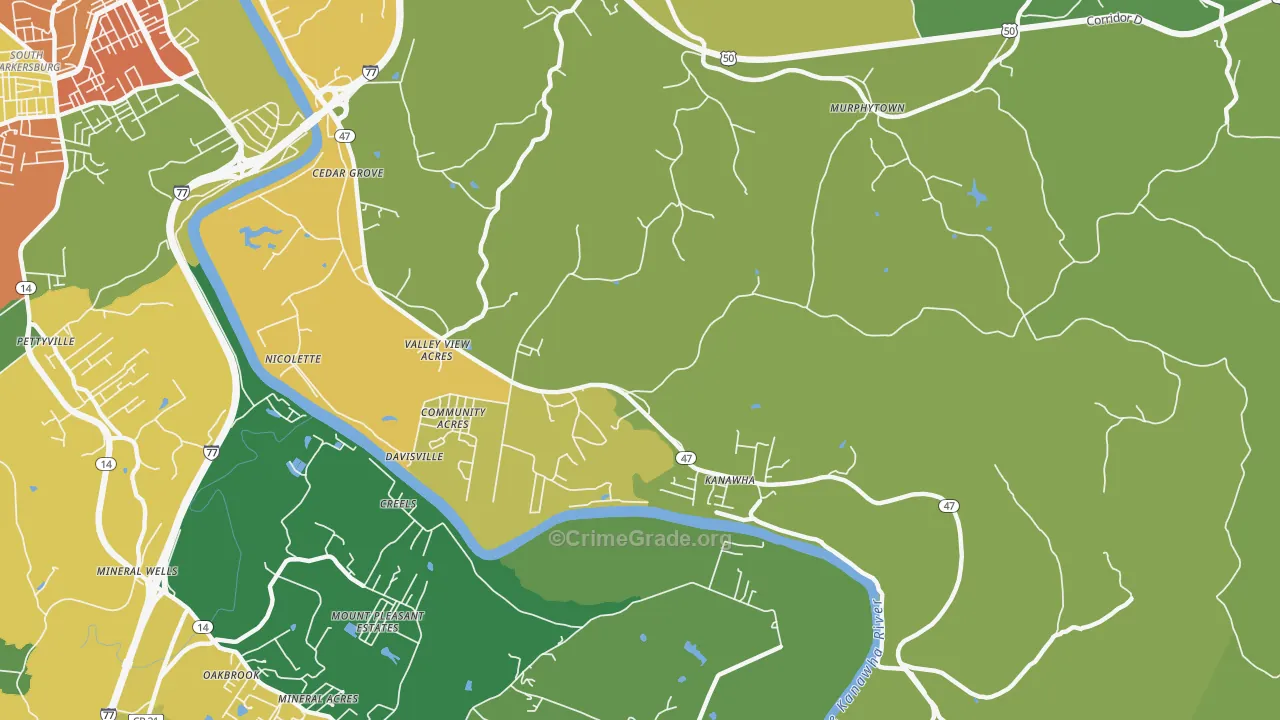 Davisville, WV Map of Assault Rates