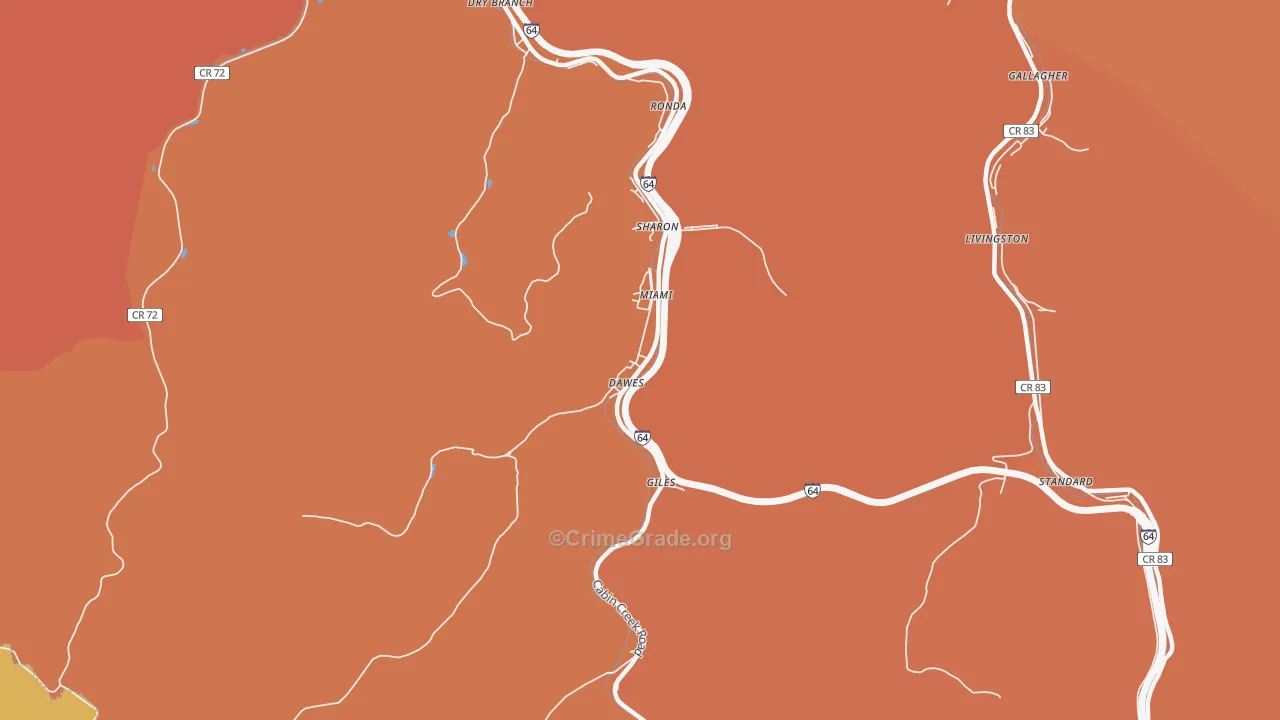 Dawes, WV Map of Assault Rates
