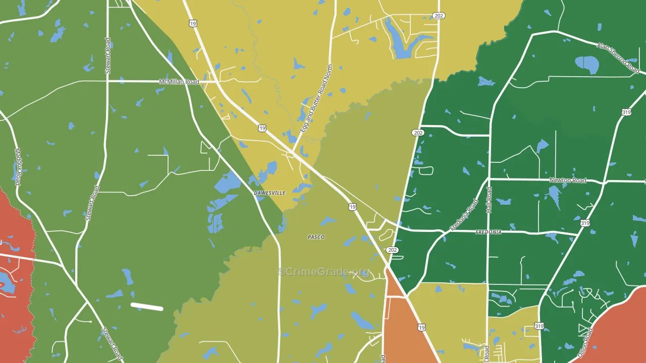 Dawesville, GA Map of Assault Rates