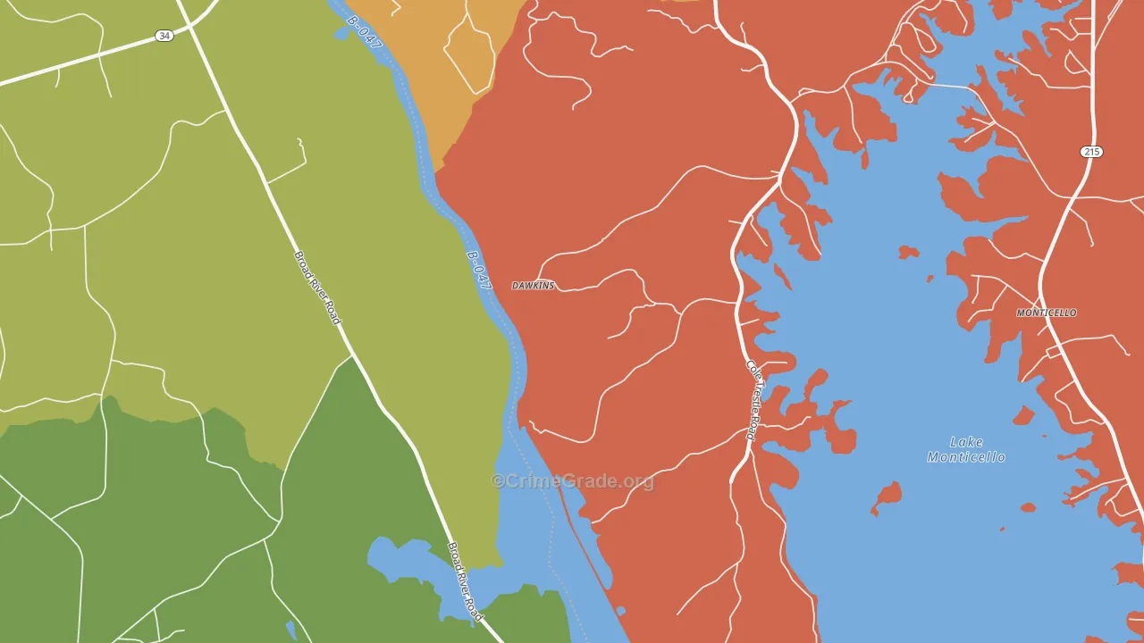 Dawkins, SC Map of Assault Rates