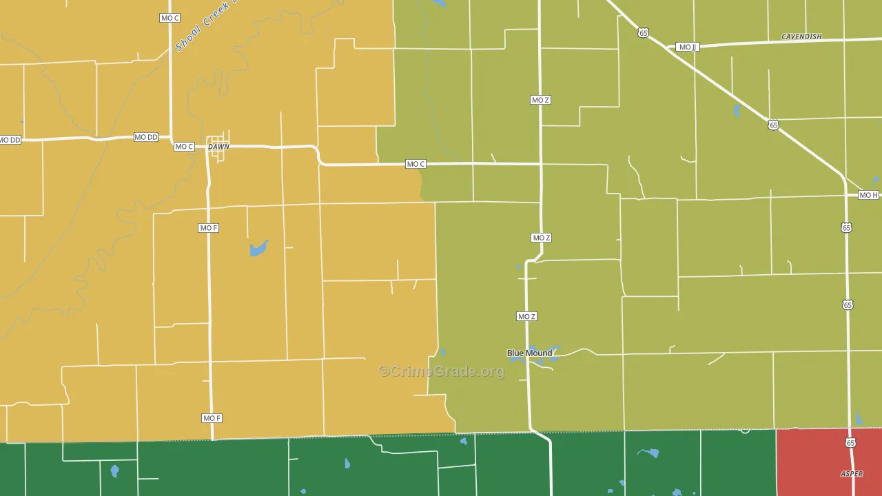 Dawn, MO Map of Assault Rates
