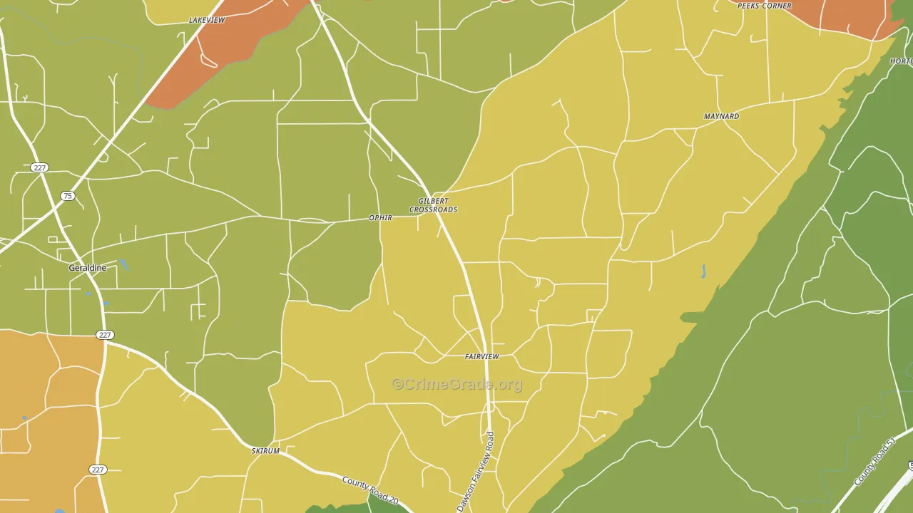 Dawson, AL Map of Assault Rates