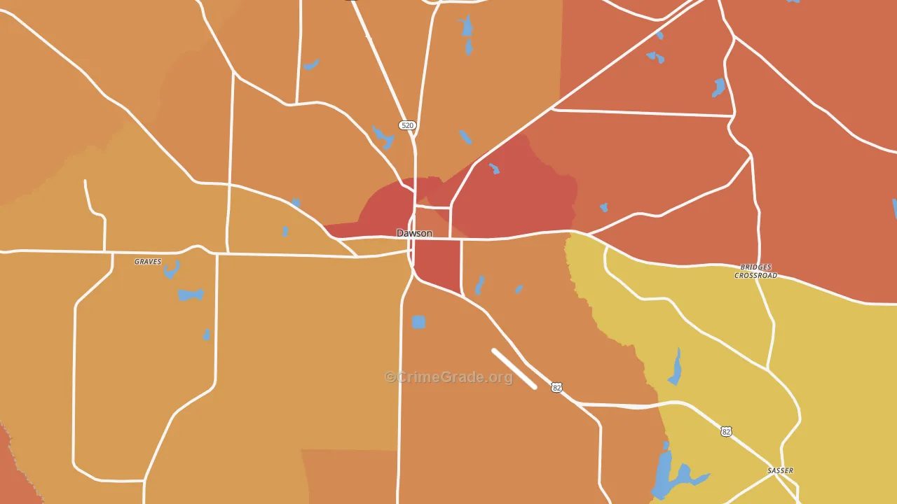 Dawson, GA Map of Assault Rates