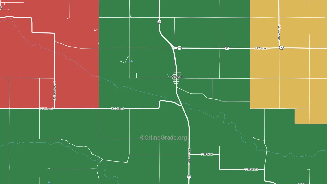 Dawson, NE Map of Assault Rates
